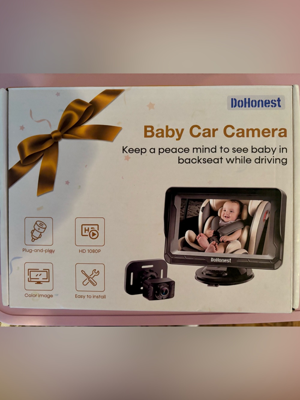 DoHonest V33 Baby Car Camera Monitor Kit - 1080P HD Color - Easy Install - NEW
